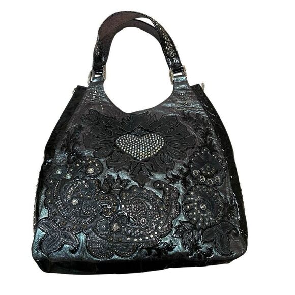 Kippys Y2K Iridescent Holo Leather Swarovski Crystal Embellished Shoulder Bag - Picture 6 of 16